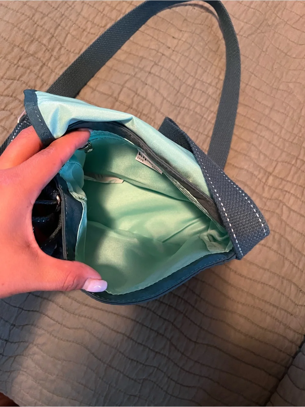 Kipling Teal Crossbody Bag with Pom Pom Charm